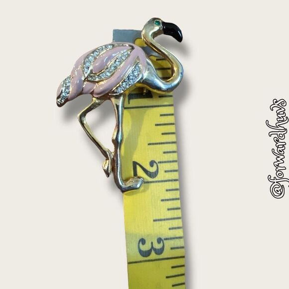 Bundle Sale 3 for $15 | Pink Enamel Flamingo Rhinestone Brooch - Picture 6 of 9